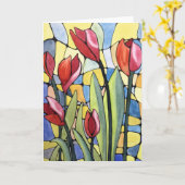 Tulpen glas in lood - Blank binnen wenskaart Kaart (Gele Bloem)