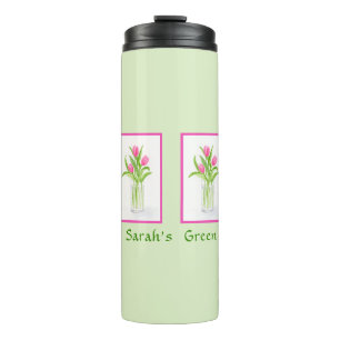 Tulpen handgeschilderd aquarel PERSONALISEER Tuini Thermosbeker