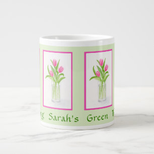 Tulpen handgeschilderd aquarel PERSONALISEER Tuinm Grote Koffiekop
