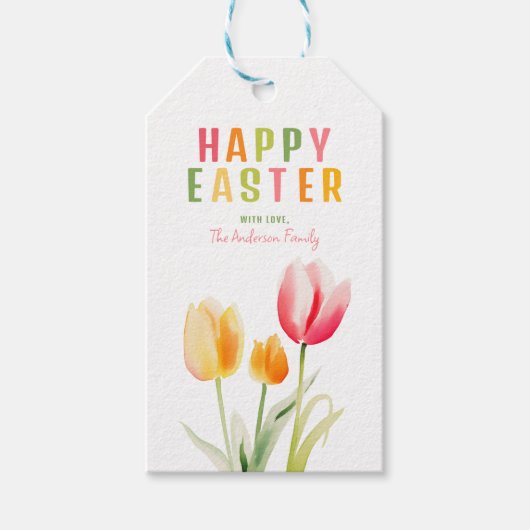 Tulpen Happy Easter Cadeaulabel (Voorkant)