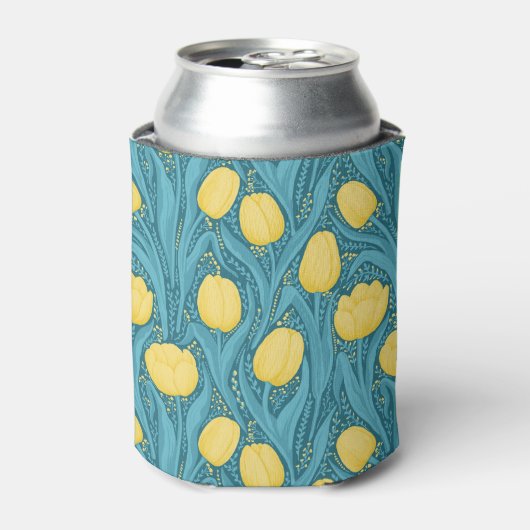 Tulpen in blauw en geel blikjeskoeler (Blikje Voorkant)