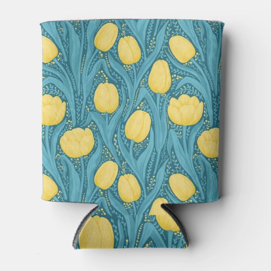 Tulpen in blauw en geel blikjeskoeler (Voorkant)