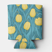 Tulpen in blauw en geel blikjeskoeler (Achterkant)