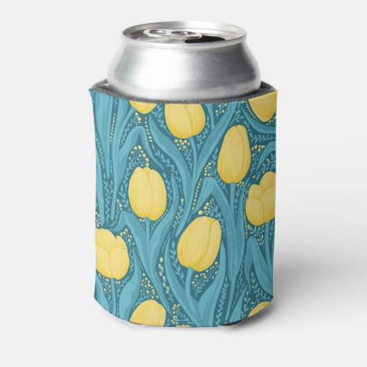 Tulpen in blauw en geel blikjeskoeler (Blikje Achterkant)
