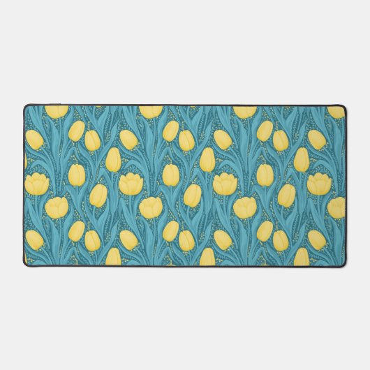 Tulpen in blauw en geel bureaumat (Voorkant)