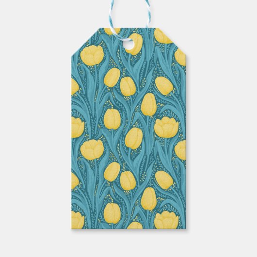 Tulpen in blauw en geel cadeaulabel (Voorkant)