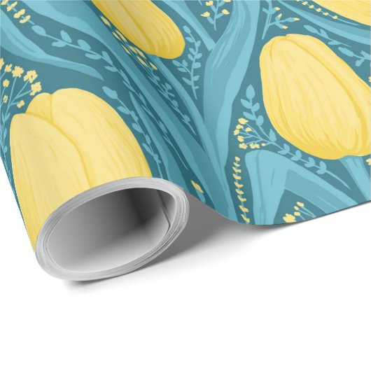 Tulpen in blauw en geel cadeaupapier (Rol Hoek)