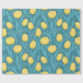 Tulpen in blauw en geel cadeaupapier (Vlak)