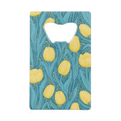 Tulpen in blauw en geel creditkaart flessenopener (Achterkant)