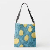 Tulpen in blauw en geel crossbody tas (Achterkant)