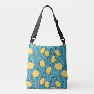 Tulpen in blauw en geel crossbody tas