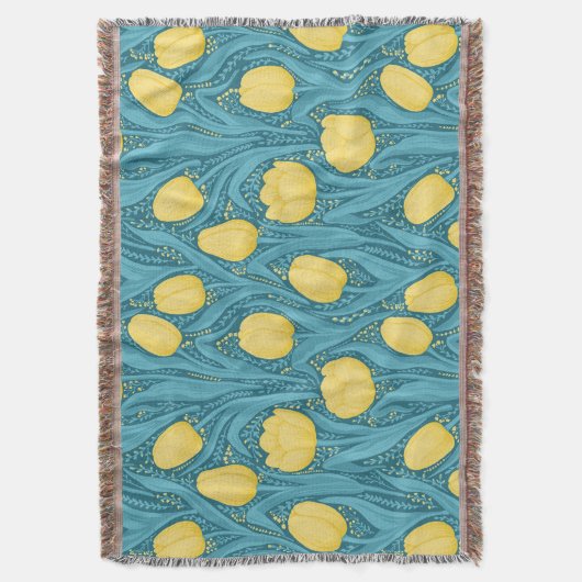 Tulpen in blauw en geel deken (Voorkant Verticaal)