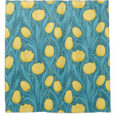 Tulpen in blauw en geel douchegordijn (Voorkant)