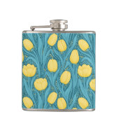 Tulpen in blauw en geel heupfles (Voorkant)