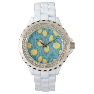 Tulpen in blauw en geel horloge