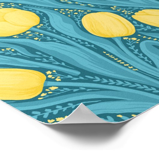 Tulpen in blauw en geel poster (Hoek)