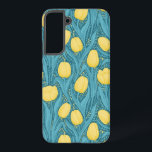 Tulpen in blauw en geel samsung galaxy hoesje<br><div class="desc">Tulpen in blauw en geel,  naadloos patroon</div>