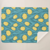 Tulpen in blauw en geel sherpa deken (Voorkant (horizontaal))