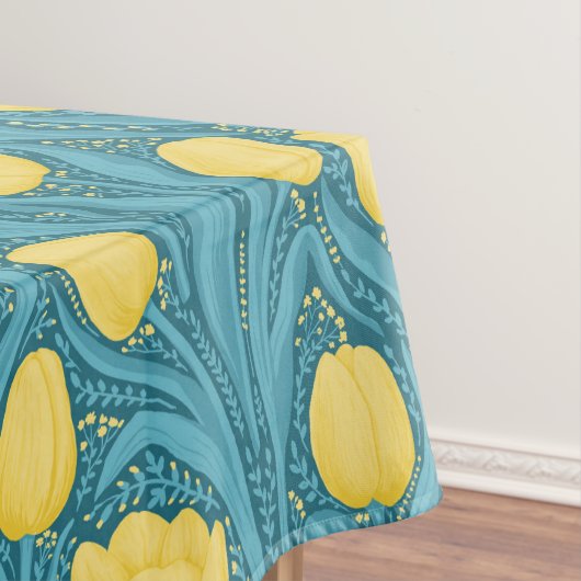 Tulpen in blauw en geel tafelkleed (Voorbeeld)