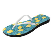 Tulpen in blauw en geel teenslippers (Schuin)