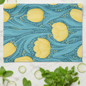 Tulpen in blauw en geel theedoek (Gevouwen)