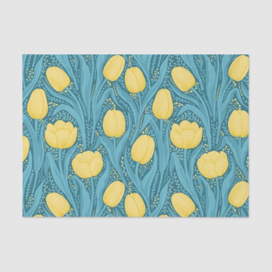 Tulpen in blauw en geel tissuepapier (Voorkant)