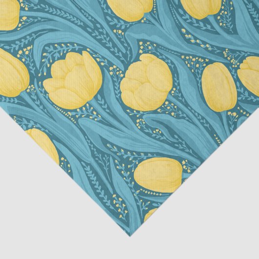 Tulpen in blauw en geel tissuepapier (Detail)