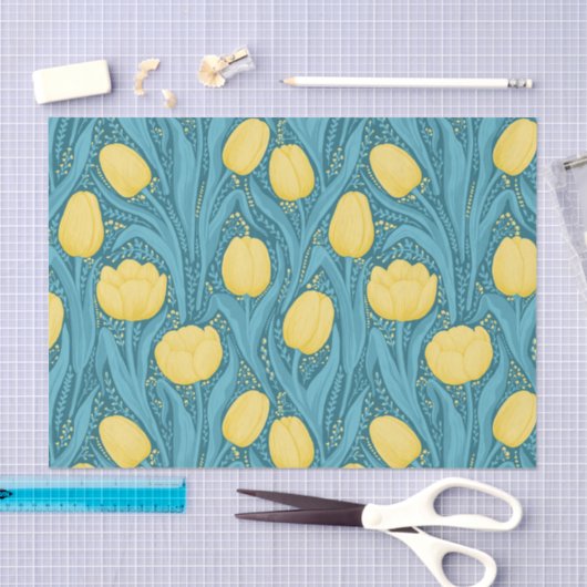 Tulpen in blauw en geel tissuepapier (Craft)