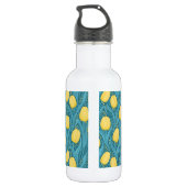 Tulpen in blauw en geel waterfles  (Achterkant)