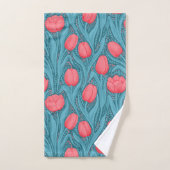 Tulpen in blauw en rood bad handdoek (Handdoek)