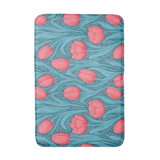 Tulpen in blauw en rood badmat (Voorkant Verticaal)