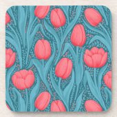 Tulpen in blauw en rood bier onderzetter (Voorkant)