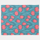 Tulpen in blauw en rood fleece deken (Voorkant (Horizontaal))
