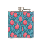 Tulpen in blauw en rood heupfles (Achterkant)