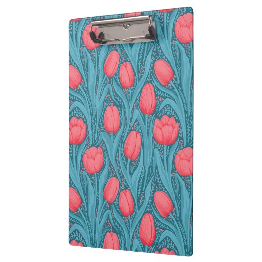 Tulpen in blauw en rood klembord (Links)