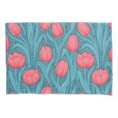 Tulpen in blauw en rood kussensloop (Voorkant-Links)