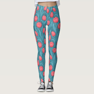 Tulpen in blauw en rood leggings