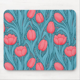 Tulpen in blauw en rood muismat
