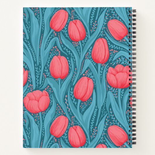 Tulpen in blauw en rood notitieboek (Achterkant)