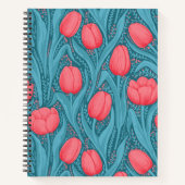Tulpen in blauw en rood notitieboek (Voorkant)