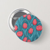 Tulpen in blauw en rood ronde button 5,7 cm (Voorkant /achterkant)