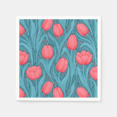 Tulpen in blauw en rood servet (Voorkant)