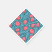 Tulpen in blauw en rood servet (Hoek)