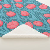 Tulpen in blauw en rood sherpa deken (3/4)