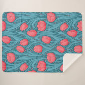 Tulpen in blauw en rood sherpa deken (Voorkant (horizontaal))