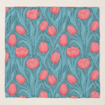 Tulpen in blauw en rood sjaal<br><div class="desc">Tulpen in blauw en rood,  naadloos patroon</div>