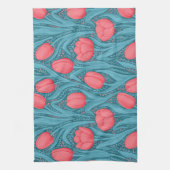 Tulpen in blauw en rood theedoek (Verticaal)