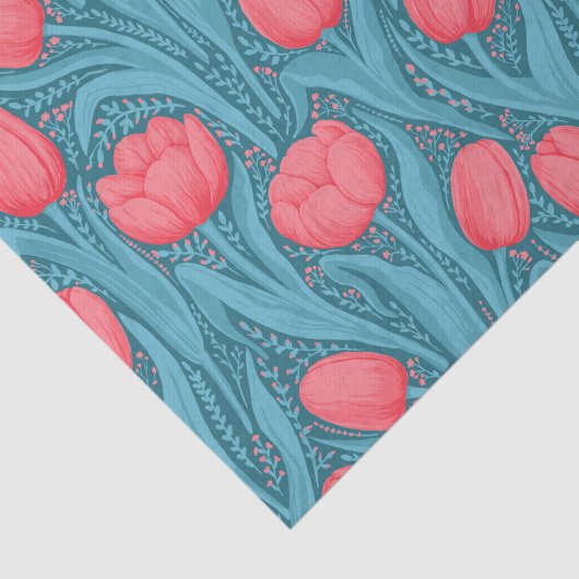 Tulpen in blauw en rood tissuepapier (Detail)