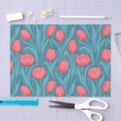 Tulpen in blauw en rood tissuepapier (Craft)