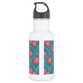 Tulpen in blauw en rood waterfles (Achterkant)